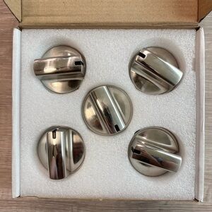 5 Pack GE WB03X24818 Range Burner Control Knobs Stainless Replacement Stove